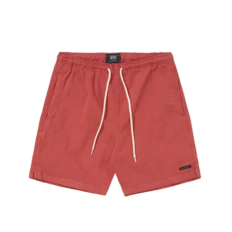 Shorts Spirituality Marsala de sarja 100% algodão, com cintura elástica, cordão ajustável e bolsos laterais.