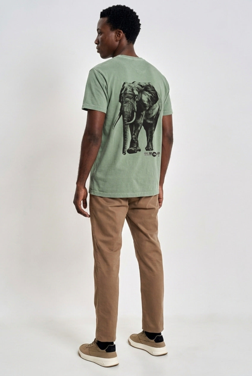 Camiseta Prime Estonada Elefante Verde