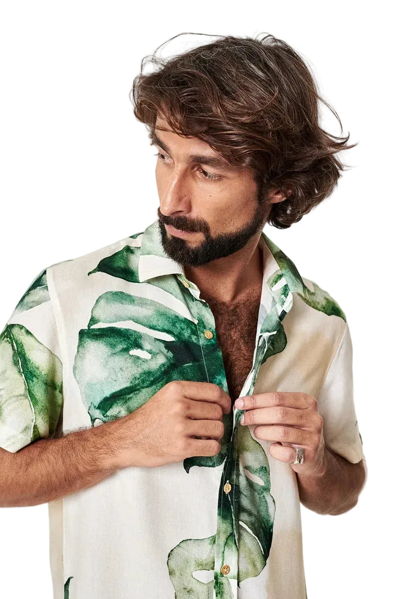 Camisa Manga Curta Adam Rib Estampada