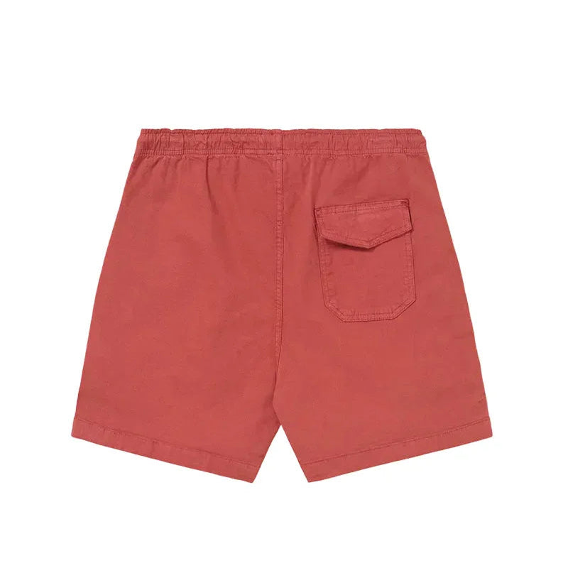 Shorts Spirituality Marsala de sarja 100% algodão, com cintura elástica e bolso traseiro com lapela.