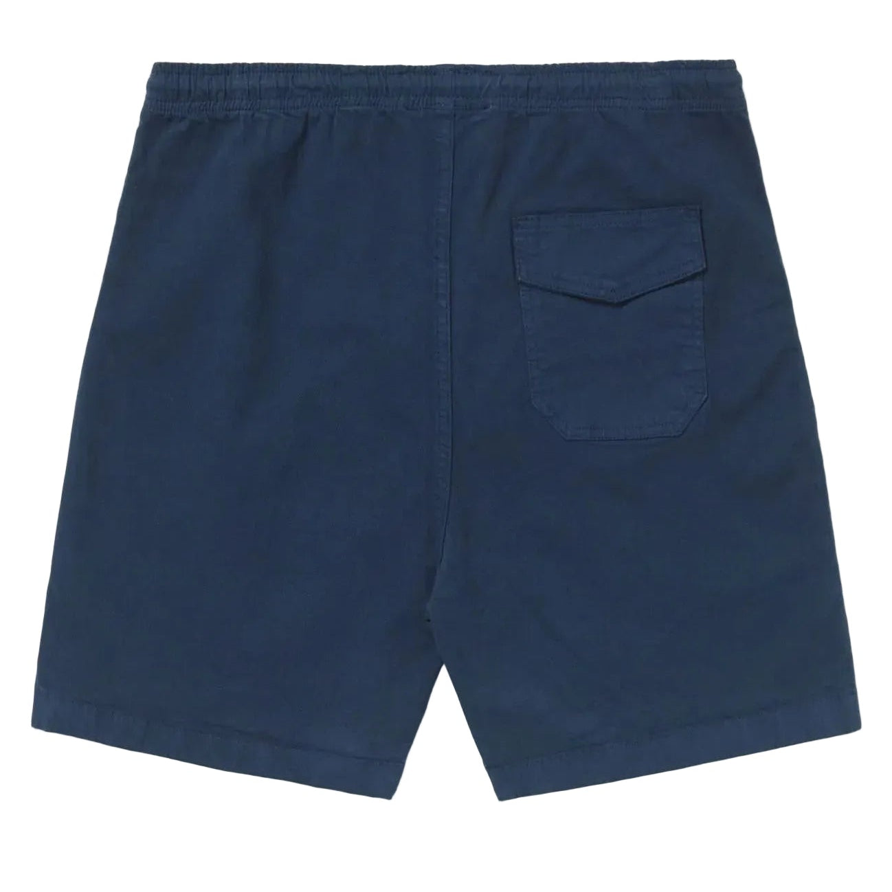 Shorts Spirituality Marinho de sarja azul-marinho com cintura elástica e bolso traseiro.