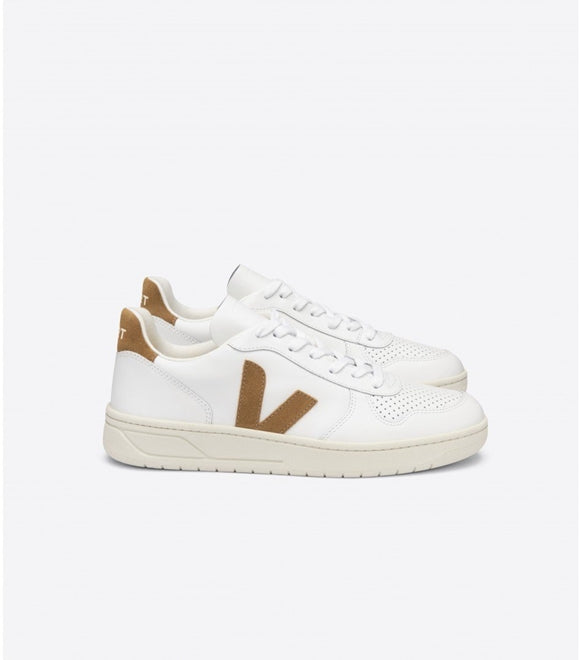 TENIS VERT V-10 COURO EXTRA WHITE CAMEL