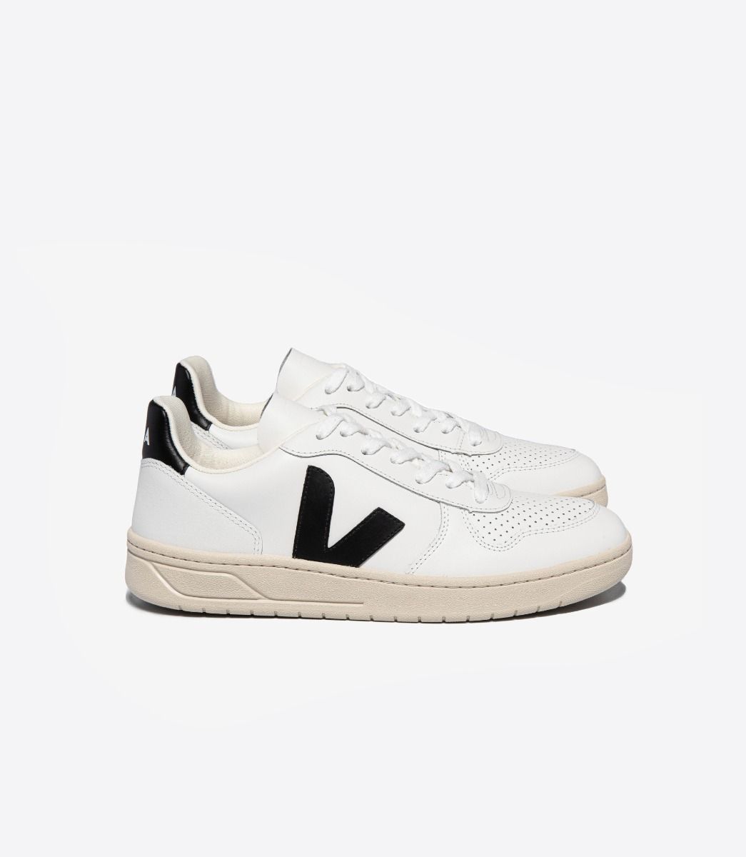 TÊNIS VEJA - V-10 LEATHER EXTRA-WHITE_BLACK